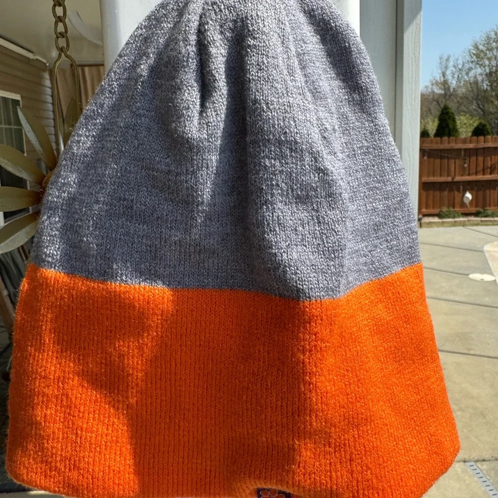 Kids Gray and Orange 'TIGERS' Knit Beanie
